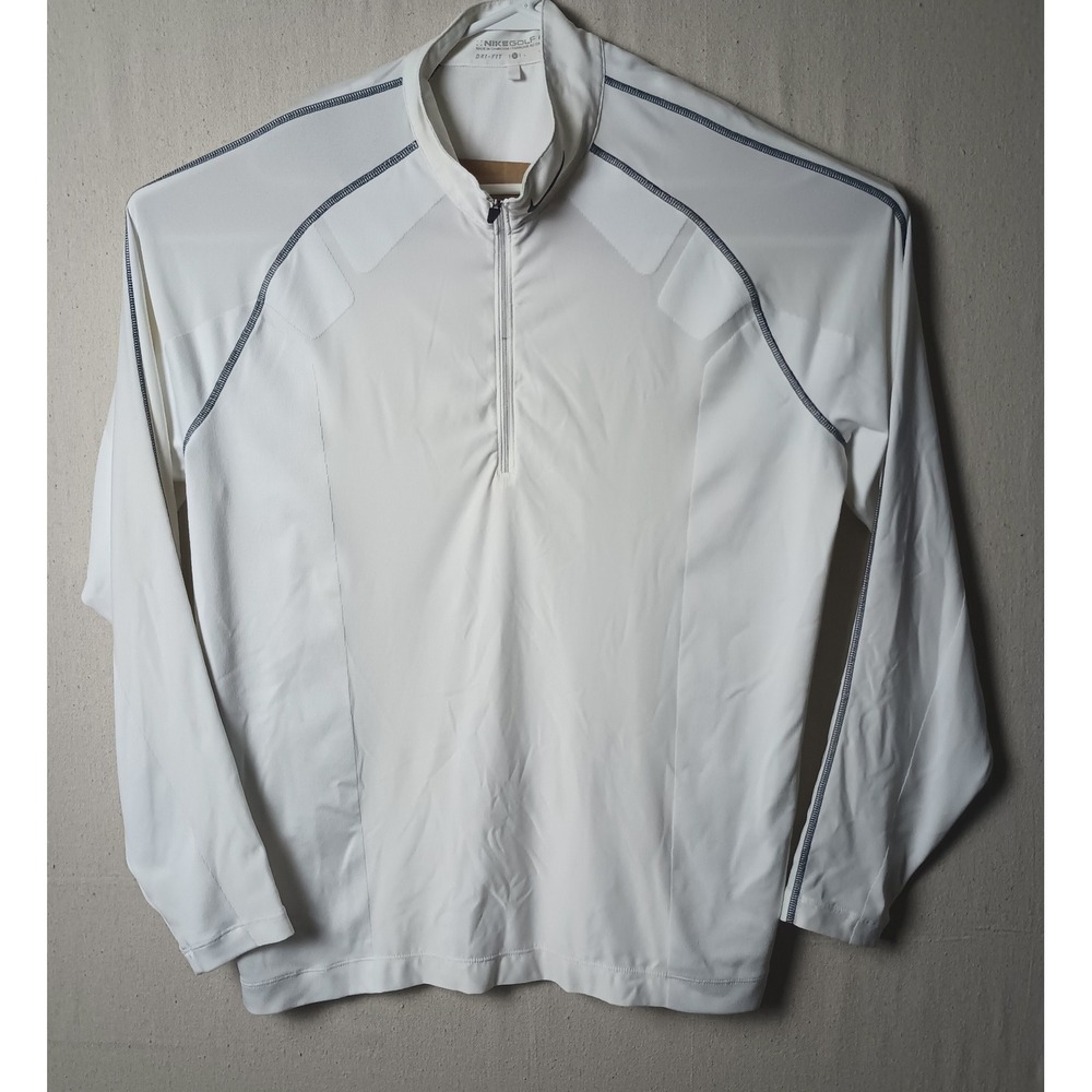 Nike Golf Dri-FIT Half Zip Pullover Athletic Top Layer White Size Large N